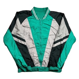 Veste coupe-vent color block effet froissé, bleu sarcelle, zippée, streetwear, pour homme, résistante à l'eau, fabriquée par un fabricant OEM. - Product Image 1