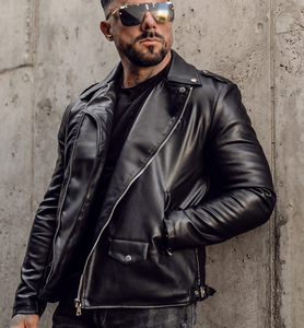 New Arrival Men's Cowhide Leather Jacket Premium Quality Streetwear Style Factory-Made <b>Canvas</b> <b>Plain</b> Dyed Men's Fashion Design - Product Image 1