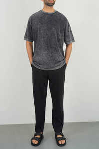 T-shirts surdimensionnés 100% coton pour hommes, couleur personnalisée, délavé à l'acide, respirant, col rond, motif uni, grande taille, haute qualité - Product Image 3