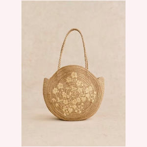 Sac à main bohème en rotin et raphia Designer Seagrass Tote avec de superbes embellissements inspirés des perles et des diamants - Product Image 3