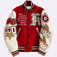 Chaquetas Bomber Varsity Personalizadas para Hombre, Estilo Urbano, con Letras Bordadas, de Lana y Cuero, Transpirables, Corte Holgado, con Chenilla Bordada en la Parte Delantera