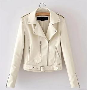 เสื้อแจ็กเก็ตแฟชั่นสำหรับผู้หญิง, เสื้อแจ็กเก็ตผ้าวูลนักขี่มอเตอร์ไซค์เสื้อซับในผ้าฝ้ายย้อมสีแบบรูดซิประบายอากาศได้สำหรับฤดูหนาว - Product Image 5