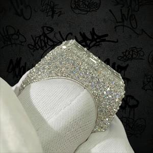 Anillo de Moissanita con Corte Esmeralda Cuadrado, Estilo Hip Hop, Plata 925, Color D, Certificado GRA, Iced Out VVS, para Hombre, Pasa el Test de Diamantes - Product Image 4