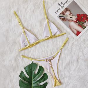 Traje de baño de alta calidad tela mujer estampado Sarong traje de baño playa cubierta envoltura falda Pareo 2 uds Bikini conjunto logotipo personalizado traje de baño - Product Image 4