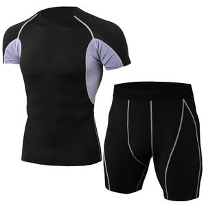 Custom Wholesale <b>Mens</b> Compression Running Gym Set Sport T Shirt & Shorts Quick Dry Fitness Jogging Activewear <b>Rash</b> <b>Guard</b> - Product Image 2