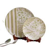 Service d'assiettes en porcelaine artistique Hazel, vert, moderne, luxueux, écologique, non toxique, passe au lave-vaisselle, durable, élégant, personnalisé