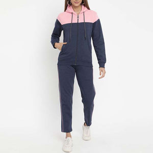 Nouvel ensemble de survêtements décontractés à capuche en molleton de coton pour femmes, style streetwear, avec logo personnalisé, coupe ample, vêtements d'entraînement, couleur contrastante - Product Image 1