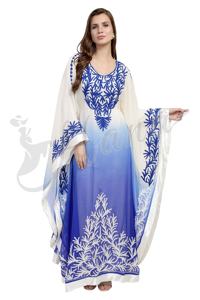 Mode dubaï Abaya nouveau Design belle broderie Caftan marocain manches longues blanc farasha Kaftan abaya kaftan - Product Image 4