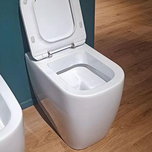 Vaso da pavimento in ceramica bianca lucida con Design posteriore a parete 1 confezione per servizi igienici - Product Image 2