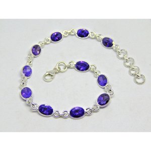 Handmade Blue Zircon <b>Bracelet</b> in 925 Sterling Silver Elegant <b>Fine</b> <b>Charm</b> Jewelry for Her Gift BR0170-GS - Product Image 3