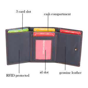 Portefeuille unisexe en cuir durable grande capacité RFID Secure Essentials Short Length Button Closure Cotton for Daily Use Travel - Product Image 2