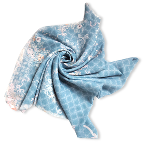Hijab de la série Reiko à manches courtes, écharpe en coton, denim, vêtements décontractés respirants pour les musulmans pour l'impression numérique du printemps. - Product Image 3