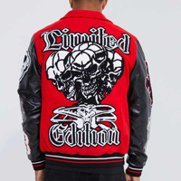 Fabricant OEM Écusson de broderie en chenille de haute qualité Bomber de baseball personnalisée pour hommes, collège, veste universitaire en cuir Letterman