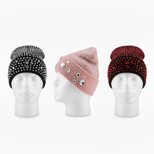 หมวกบีนี่ปักลายแบรนด์ของคุณเอง ประดับด้วยอัญมณี คริสตัล ไข่มุก และเพชรเม็ดใหญ่ - Product Image 1