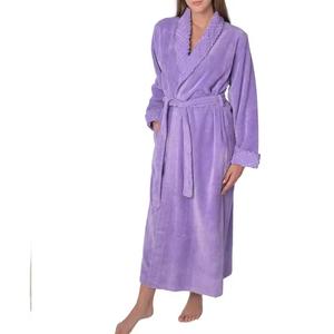 Automne hiver flanelle peignoir pour hommes femmes grande taille coupe ample cordon couleur unie Cora polaire Couples - Product Image 2