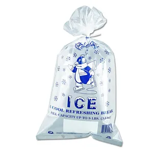 Customized Disposable Plastic Ice Bag Packing With Logo With Drawstring