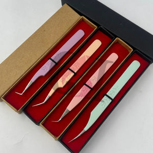 แหนบต่อขนตาพิมพ์ลายผีเสื้อเคลือบผงสีต่างๆพร้อมโลโก้ตามสั่งเครื่องมือเสริมความงามปลายเงิน - Product Image 1