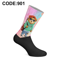 Chaussettes d'artiste en coton à impression numérique, respirantes, imprimées par transfert thermique, graphismes vibrants, haute qualité, pour femmes, fabriquées en Turquie, Goma