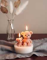 Bougie parfumée pour bébé en gros, bougie de luxe de créateur Teddy, étiquette personnalisée, cadeau de retour d'anniversaire, bougie personnalisée, boîte personnalisée