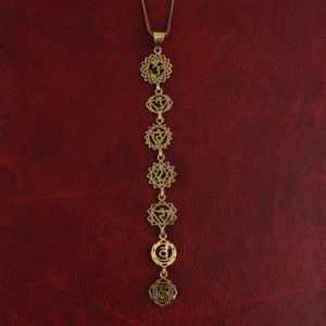 Nouveau collier en laiton pour femmes, plaqué argent et or, pendentif 7 chakras, pendentif plaqué or pour femmes et filles - Product Image 4