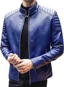 2025 nouveauté veste en cuir PU pour garçons personnalisé bleu jean couleur cuir véritable veste à glissière Varsity Style Bomber vestes - Product Image 3