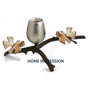 Lujo mariposa Ginkgo diseño nuevo patrón mesa superior portavelas espejo de Metal pulido soporte para decoración del hogar uso - Product Image 6