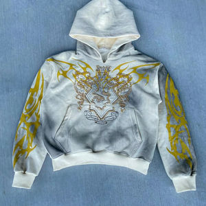 เสื้อฮู้ดดีจีแอซิดของผู้ชายเสื้อฮู้ดผ้าฝ้ายหนาฟอกสีวินเทจ400กรัมเสื้อฮู้ดพลอยเทียม - Product Image 1