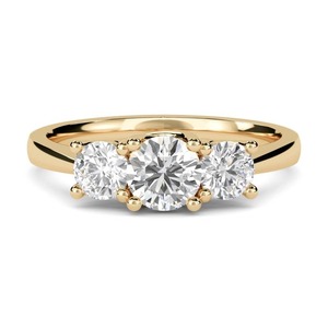 Anillo de trilogía de corte redondo lujoso con diamante cultivado en laboratorio de 0.60 ct en platino, regalo de aniversario de bodas - Product Image 1