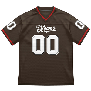 Maillot de football marron personnalisé chemise d'équipe personnalisée haut en maille respirante avec nom et numéro maillot de football américain - Product Image 2