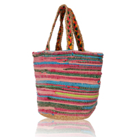 Tas Tote Katun Warna-warni Desainer Buatan Tangan untuk Wanita, Tas Belanja Ramah Lingkungan, Dapat Digunakan Kembali, Ukuran Dapat Disesuaikan