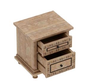 Table de chevet convertible en bois de teck massif fabriqué à la main 2 tiroirs Table de chevet moderne traditionnelle détails sculptés appartement chambre - Product Image 5