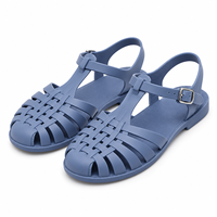 Sandales plates pour femmes, tendance, d'extérieur, polyvalentes, à bout fermé, style romain, à semelle simple, décontractées, pour la plage, en gelée, à boucle, couleur unie