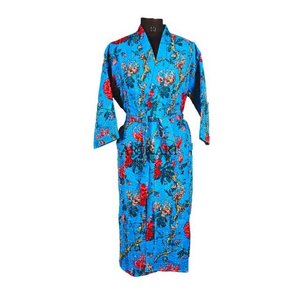 Peignoir 100% Coton Élégant Thermique Patchwork Indien Fait Main Point Kantha Manches Longues Kimono Tenue de Nuit Taille Unique - Product Image 2