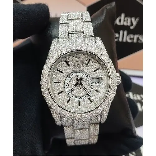 D Color Vvs Premium Hecho a mano Personalizado Acero inoxidable Hip Hop Moissanite Full Iced Out Diamond Watch Fabricante Exportación en India