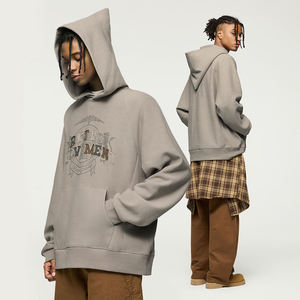 high quality Streetwear Cotton Custom 450 GSM Oversized Hoodie Patch Embroidery Unisex Men Hoodie Sweatshirt - Product Image 5