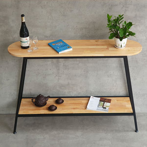 Minimally 120x30x85cm <b>Console</b> <b>Table</b> Rubber Wood Iron Legs Convertible for Entry Villa Living Room Hotel Bedroom School - Product Image 4