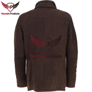 Veste en cuir nubuck pour hommes Marron-Vêtements d'extérieur de qualité supérieure de style vintage pour hommes Look vieilli marron classique - Product Image 3