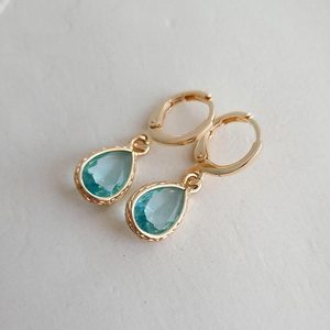 Boucles d'oreilles créoles en forme de larme en zircon, argent sterling 925 plaqué or 14 carats, bijoux faits à la main, cadeau pour elle - Product Image 3
