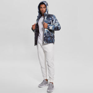 High Quality Men's Winter <b>Puffer</b> <b>Jacket</b> Long Sleeve Hooded Collar with Customised Logo <b>Thin</b> Coated Wholesale - Product Image 3