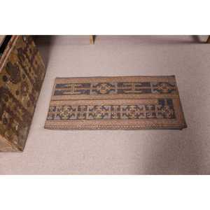 1.6x3.4 ft Turkish Vintage Patchwork Rug Eco-Friendly <b>Brown</b> <b>Wool</b> Rug with Latex Backing Small Rug - Product Image 2