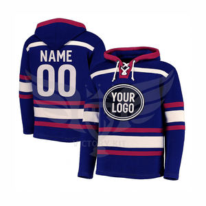 เสื้อฮู้ดฮอกกี้แคนาดา ลายทาง ทีมโลโก้ ติดกระดุมแบบผูกเชือก เสื้อเจอร์ซีย์ฮอกกี้มีฮู้ด - Product Image 5