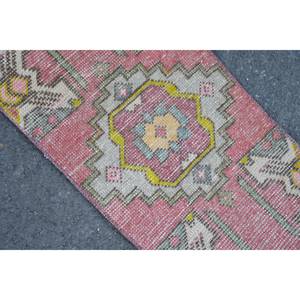 Ethnique Rouge 1.3 X 2.6ft Tapis Turc Grande Surface Laine Seagrass Motif Abstrait Rectangulaire Couloir Conception Tapis De Chambre À Dos En Latex - Product Image 5