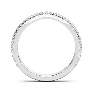 Anillo de boda curvo con diamantes de corte redondo para mujer - Product Image 2