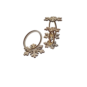 Anneaux de serviette en bois de qualité supérieure, flocon de neige, décoration de table de Noël, porte-serviettes découpé au laser pour la maison et les dîners de fête - Product Image 1