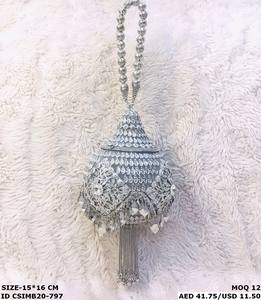 Pochette de soirée en métal fait à la main pour dames Pochette de mariée en pierre et sac à main de fête avec motif unique - Product Image 3