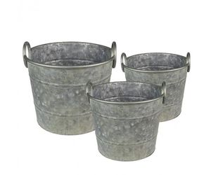 Twilight Zinc <b>Garden</b> Planter Set <b>Basket</b> For Home <b>Garden</b> Decorative Use Floor Planter In Galvanized Metal - Product Image 5