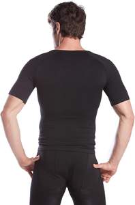 เสื้อรัดรูปคอวีแขนกุดของผู้ชายเข้ารูปและเข้ารูปสุดๆสำหรับกระชับสัดส่วน & รัดรูป - Product Image 4