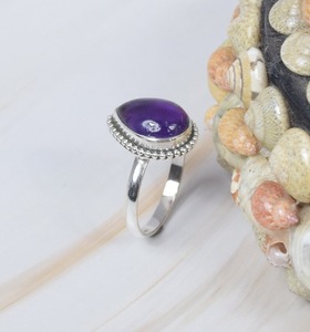 Purple <b>Amethyst</b> 925 Sterling Silver Gemstone <b>Ring</b> Handmade Jewelry February Month Birthstone Pear Shape Gift for Christmas - Product Image 2