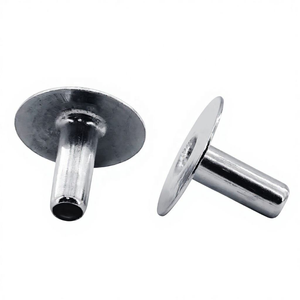 Remache semitubular de aluminio y acero con cabeza plana y remache hueco plateado - Product Image 1