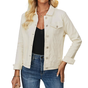 Veste en jean pour femmes, respirante, manches longues, coupe-vent, style urbain, 2026, veste en jean pour femmes, logo personnalisé avec taille, veste en jean - Product Image 4